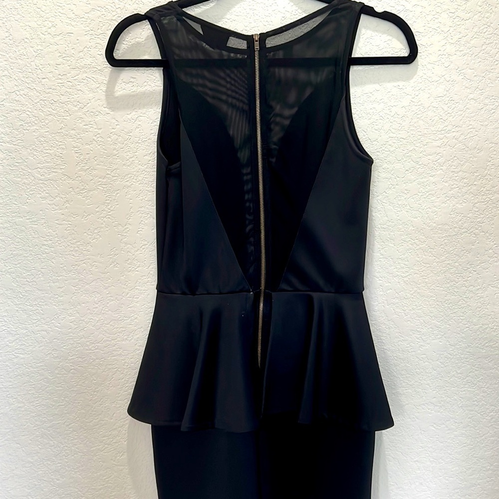 TopShop Mesh Bodycon Peplum Black Mini Dress with Ruffle Skirt - Y2K - Picture 11 of 12